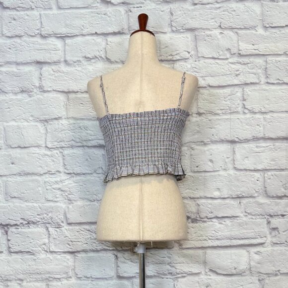 BCBGeneration Plaid Smocked Cropped Tank Top - Picture 2 of 9